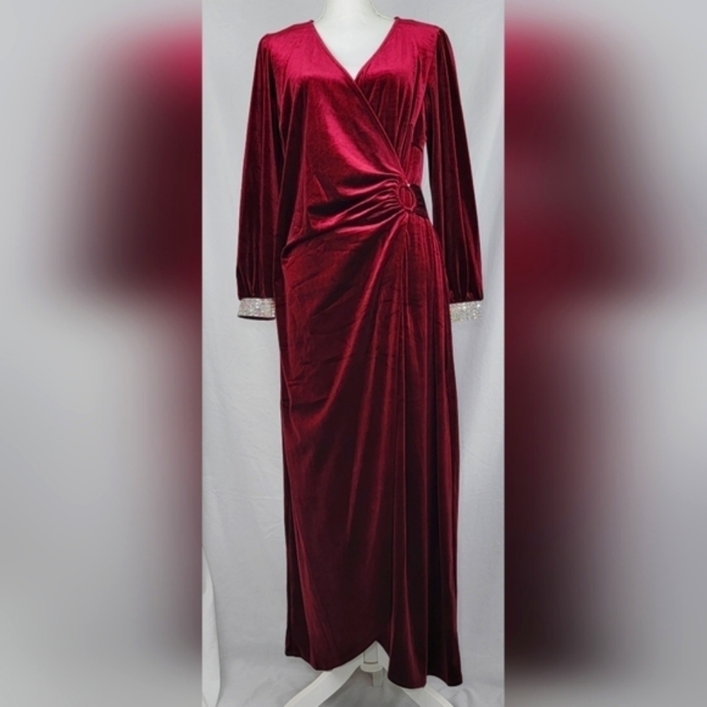 JM studio by John Meyer Maxi Color Wine Dress Women's Size 20W New